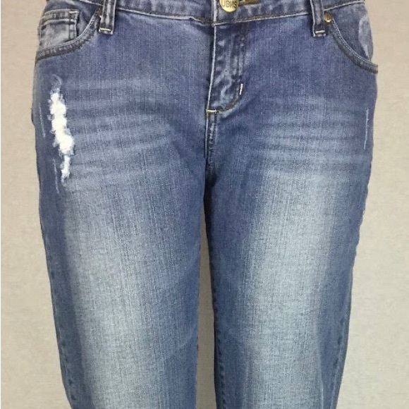 Light blue Women’s Jeans Urban Behavior stretch stone wash rips low cut slim fit - Picture 3 of 11